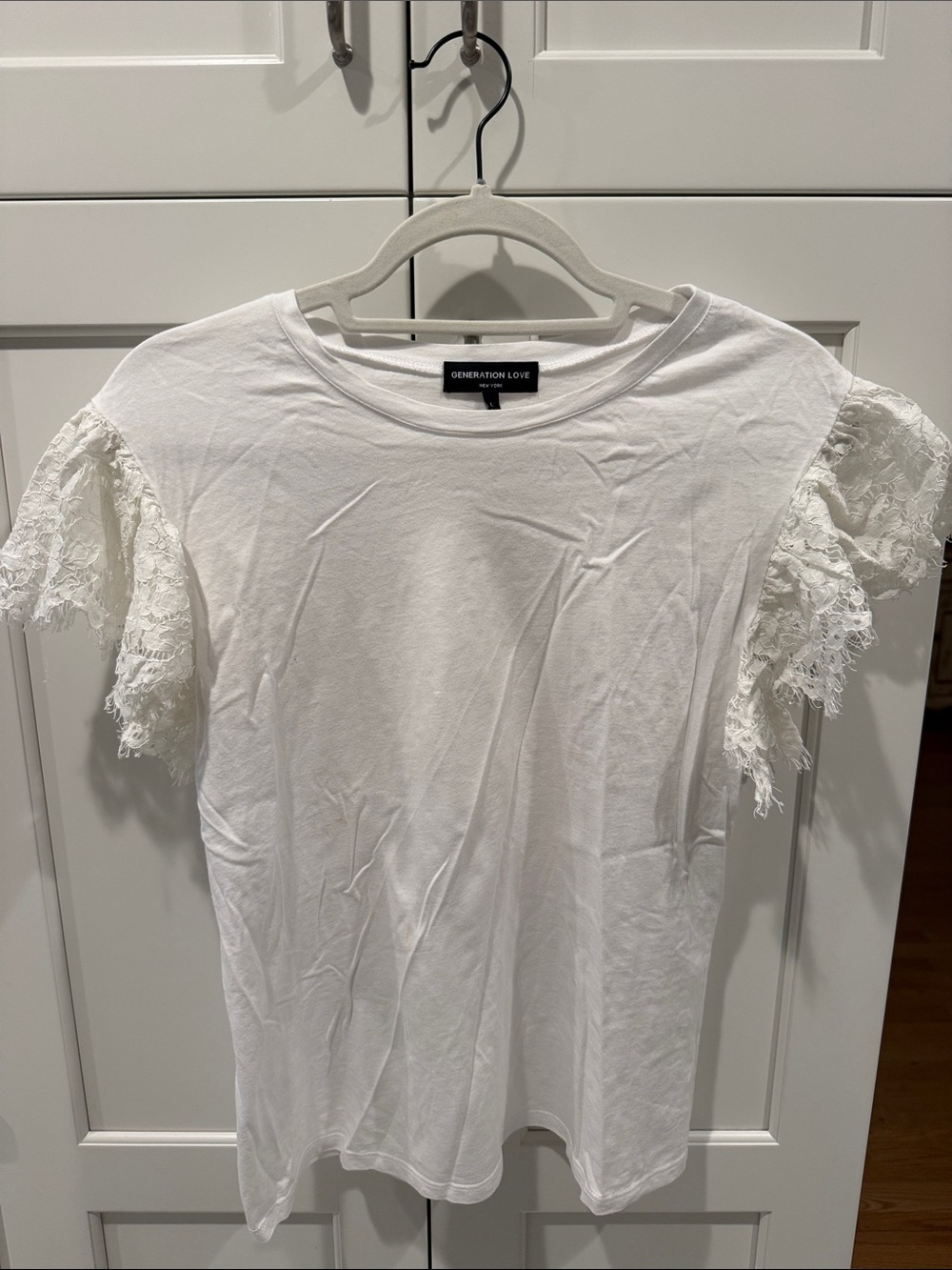 Generation Love White Lace Flutter Sleeve Tee